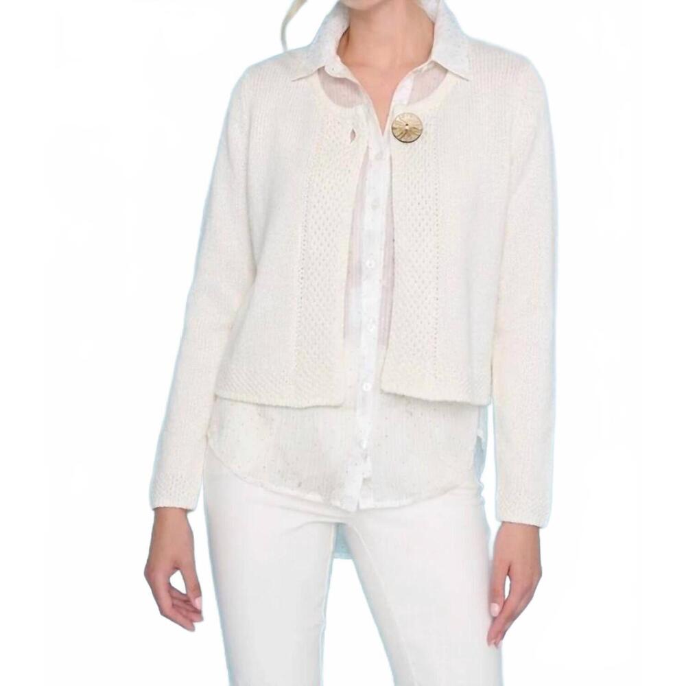 NEW PICADILLY classic one button cardigan in white
